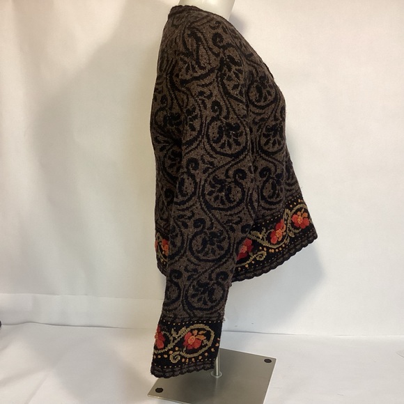 Vintage Icelandic Design embroidered jacket womens size medium wool cotton blend - Picture 5 of 11
